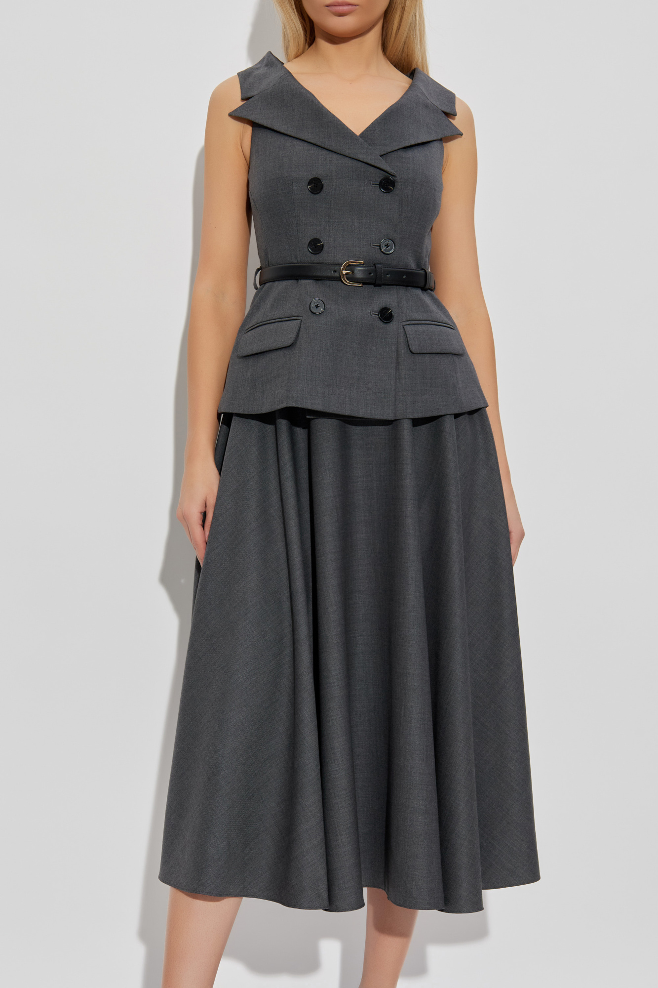 ワンピース SELF PORTRAIT Self-portrait Dresses Grey (AW25090MGR GREY) Grey Wool Tailored Midi Dress – self-portrait